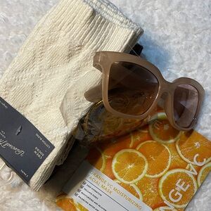 Universal Threads Elegant Cream Knit Socks Women mask sunglasses and ornament.